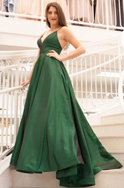 modest evening dress-Spaghetti Straps Green Prom Dresses for Women Evening Dresses