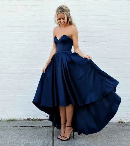 floral print evening dress-Sweetheat Royal Blue Hi Low Prom Dresses Homecoming Dresses