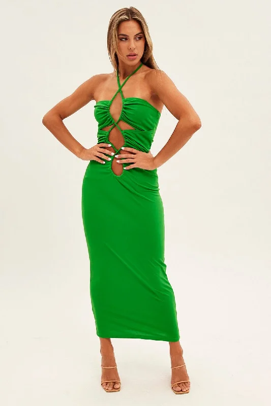 pink cocktail dress-Green Party Bodycon Dress